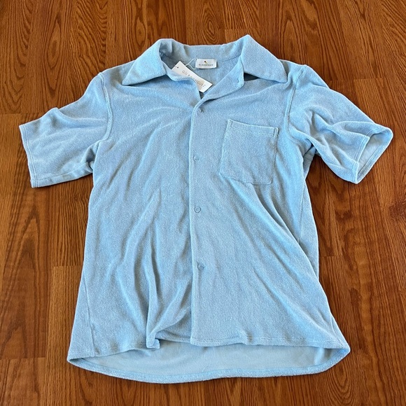 Gil Rodriguez Terry Tommy Bowling Shirt in Dusty Blue - Picture 3 of 5